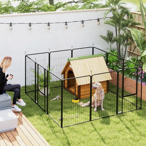 Pawhut dog pen panel steel - pawhut, 12-panel